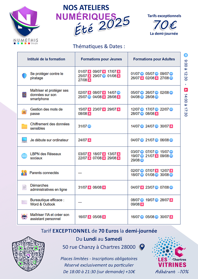 NUMETHIS Groupe - Affiche A5 Ateliers été Verso